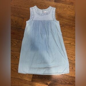 Japna Kids Light Wash Sleeveless Embroidered Denim Girl’s Dress Size 12